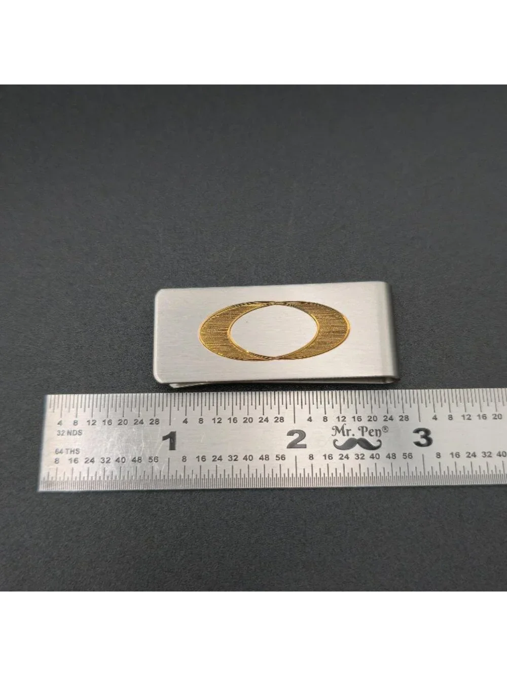 Oakley Stainless Steel Money Clip with Gold Logo Minimalist Cash Holder B1417